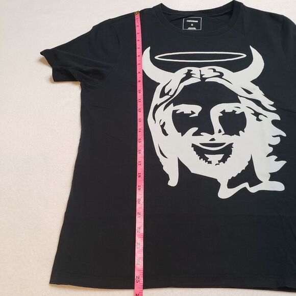 Converse Unisex Black Graphic Tee Small Demon Halo Alternative Streetwear Goth - Picture 5 of 13
